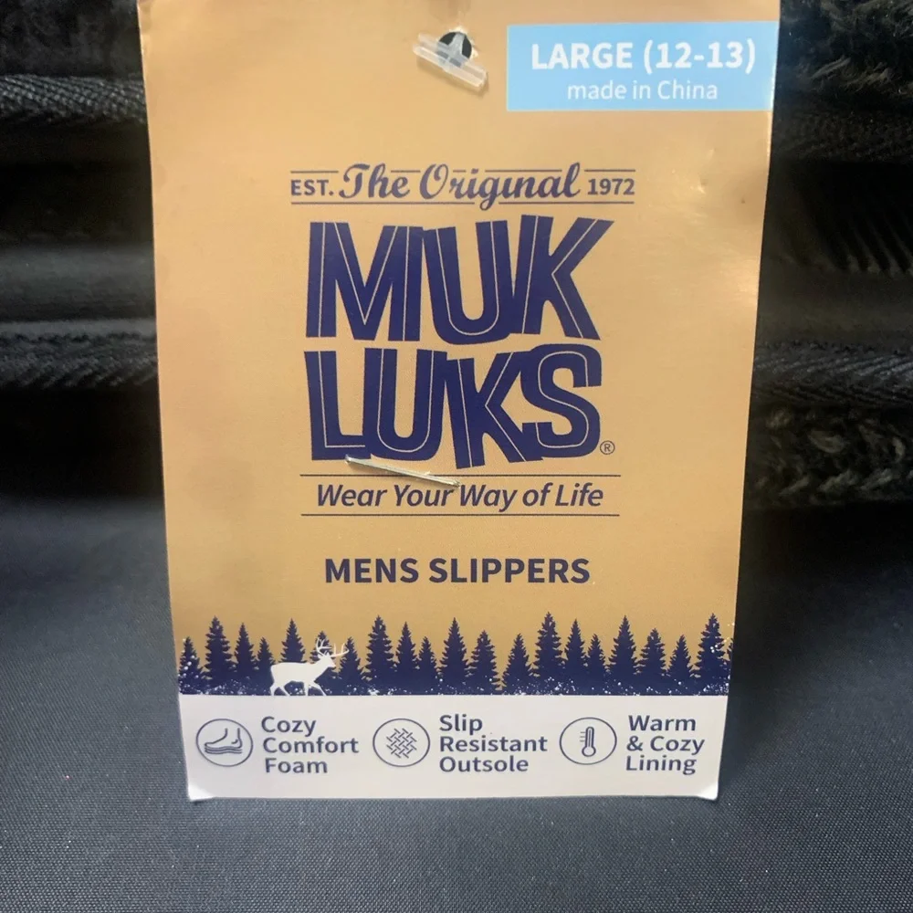 Muk Luks Men’s Cozy Knit Slippers‎ Black Size L (12–13) New With Tags